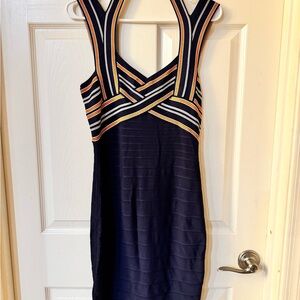 Guess Navy Striped Bodycon Mini Dress